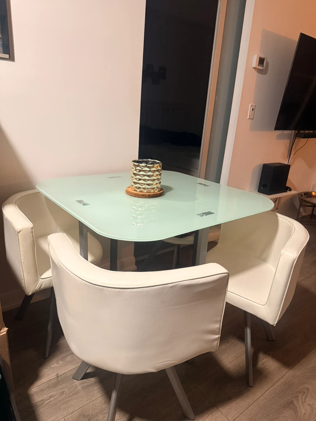 Glass Top Dining Table Set with 4 Chairs