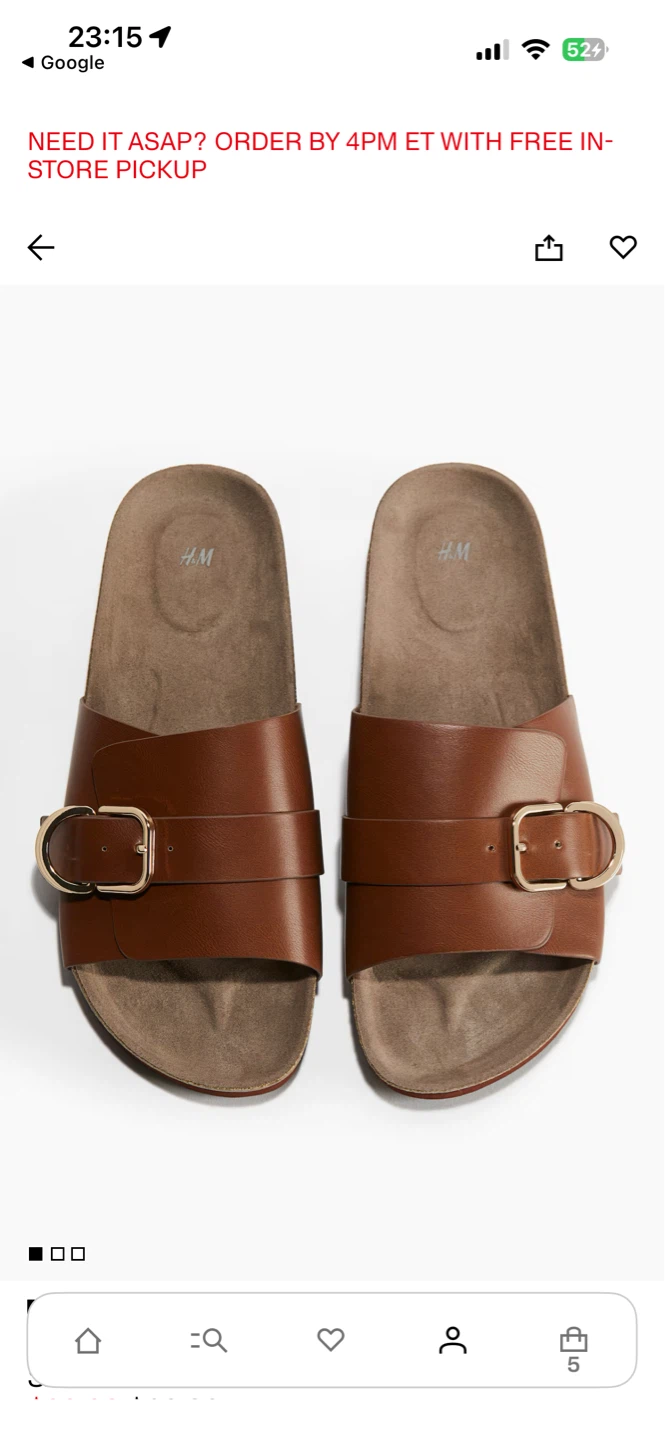 H&M Brown Buckle Slide Sandals