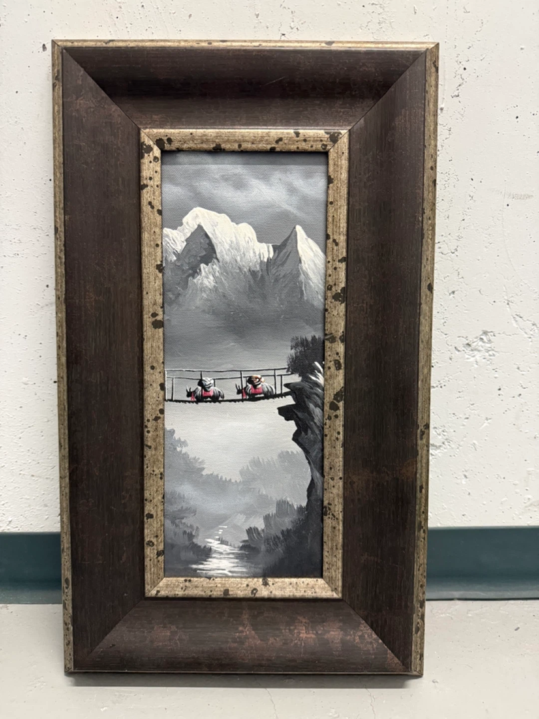 Framed Mountain Landscape Oil Painting - photo 3