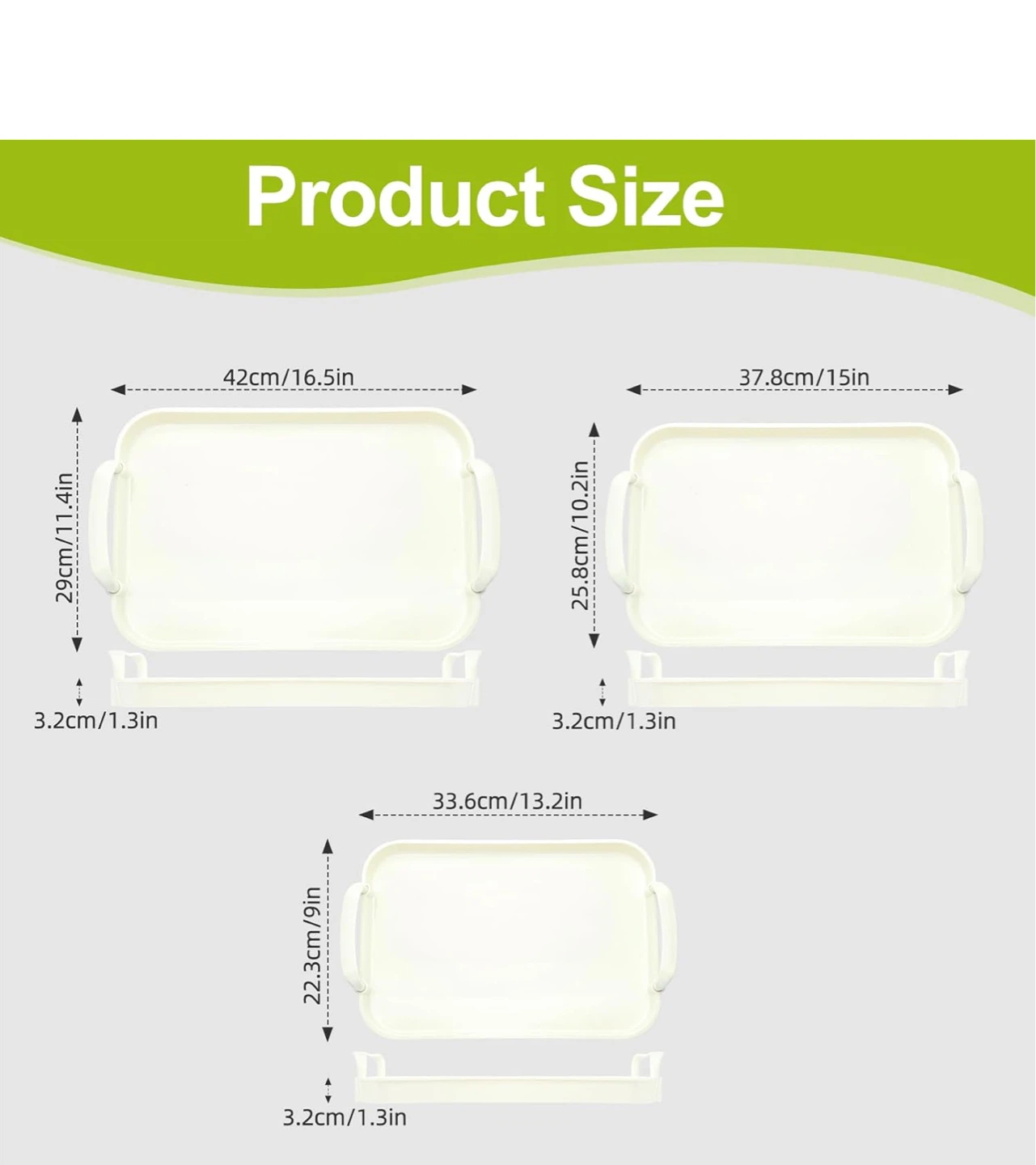 Zufudo 3 Pack Serving Trays with Handles - Cream - photo 3