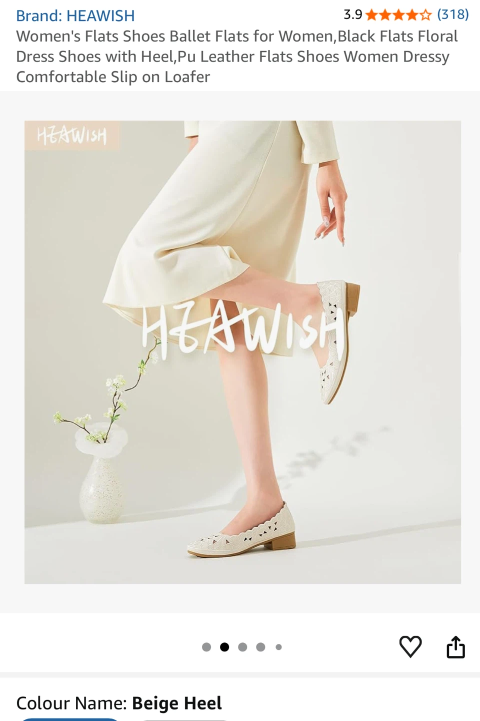HEAWISH Women's Beige Floral Ballet Flats Size 6.5 - photo 2