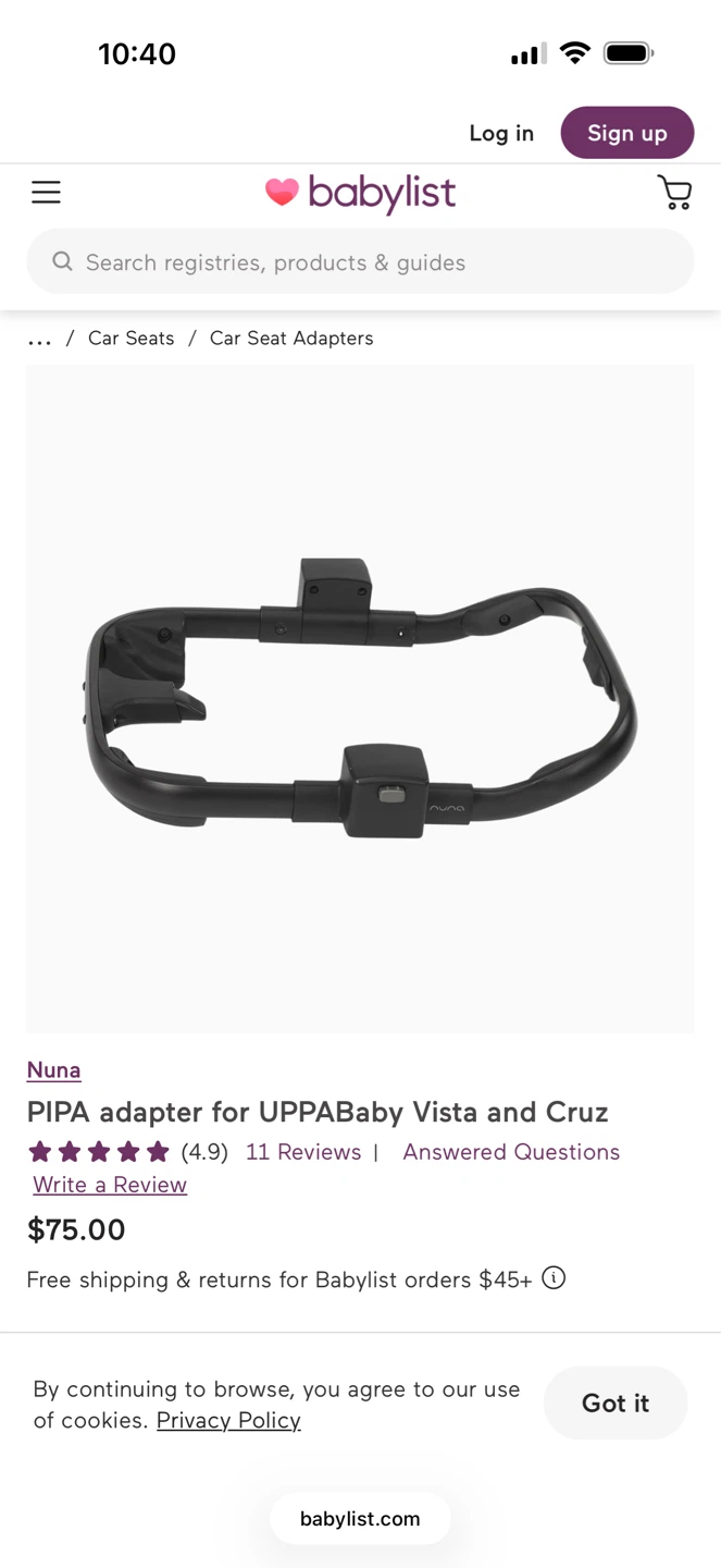 Nuna PIPA Adapter for UPPAbaby Vista and Cruz - photo 3