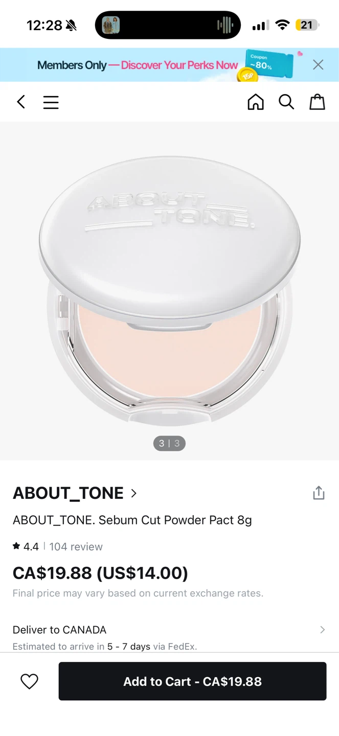ABOUT_TONE Sebum Cut Powder Pact 8g