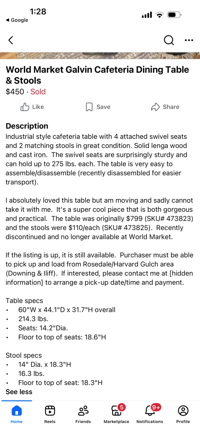 World Market Galvin Cafeteria Dining Table & Stools Set - photo 2