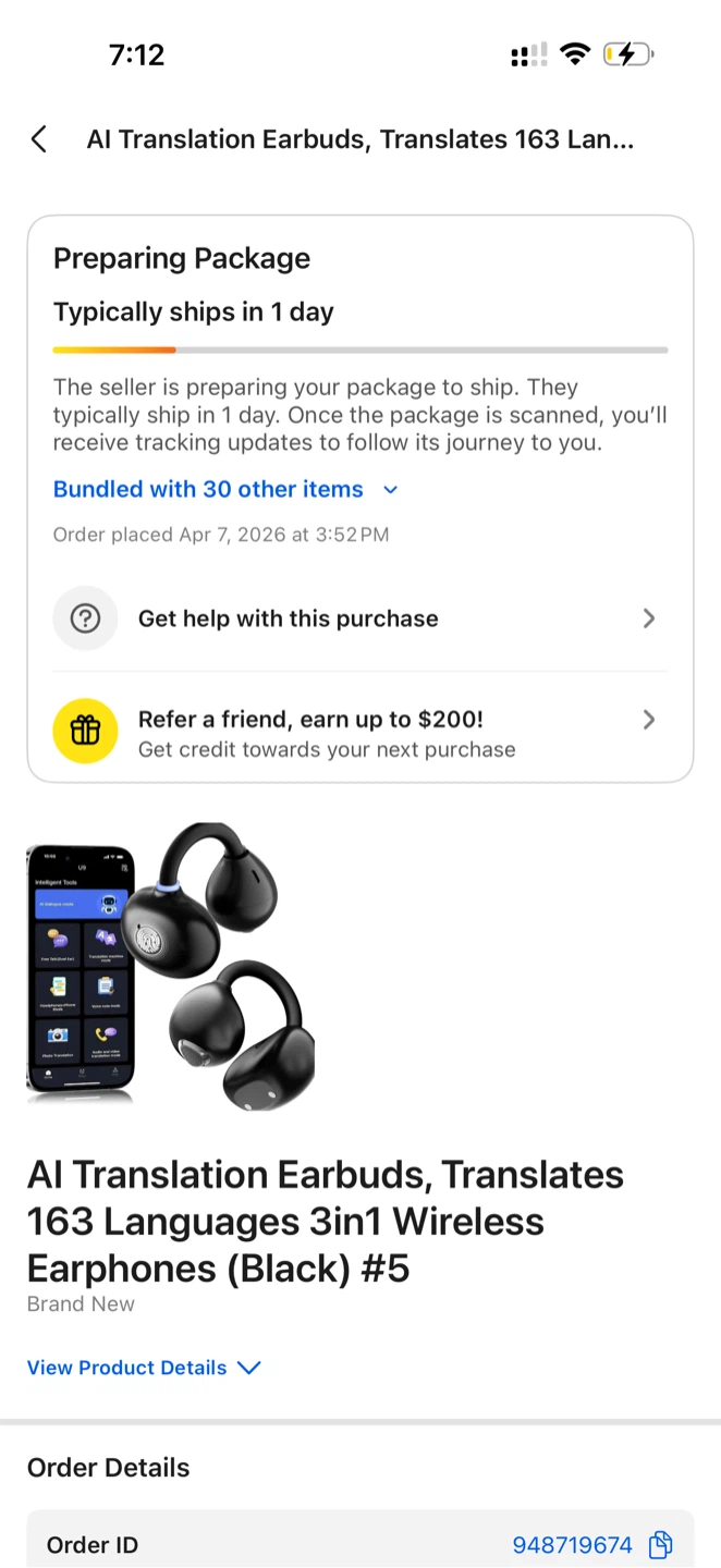 AI Translation Earbuds, 1631 Wireless