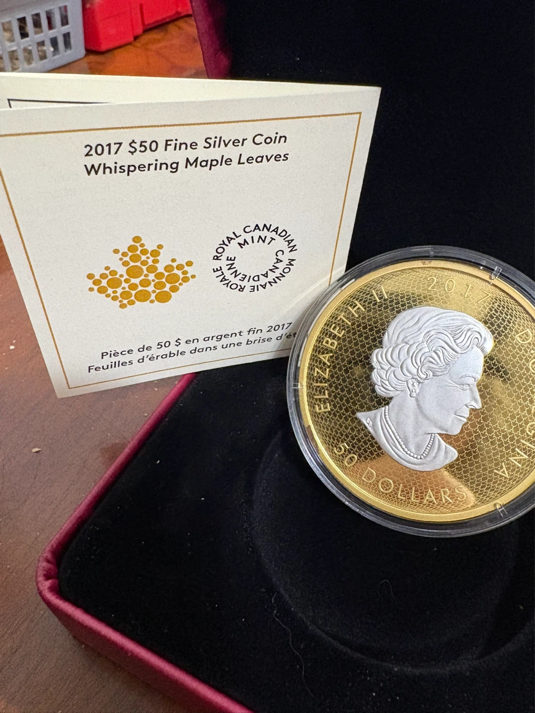 2017 Cdn Mint $50 Fine Silver Coin - Whispering Maple Leaves - photo 5