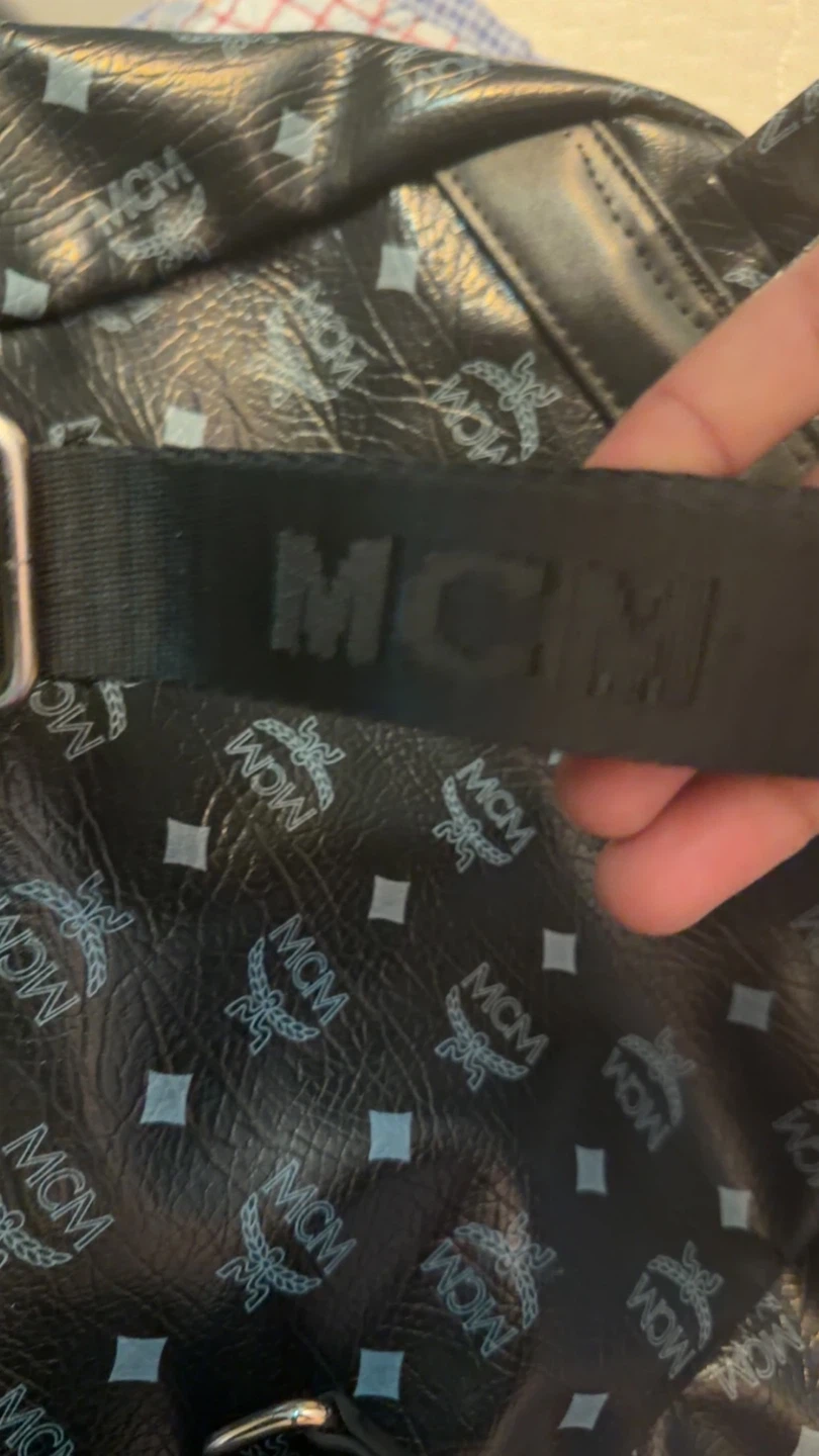 MCM Studded Black Leather Backpack