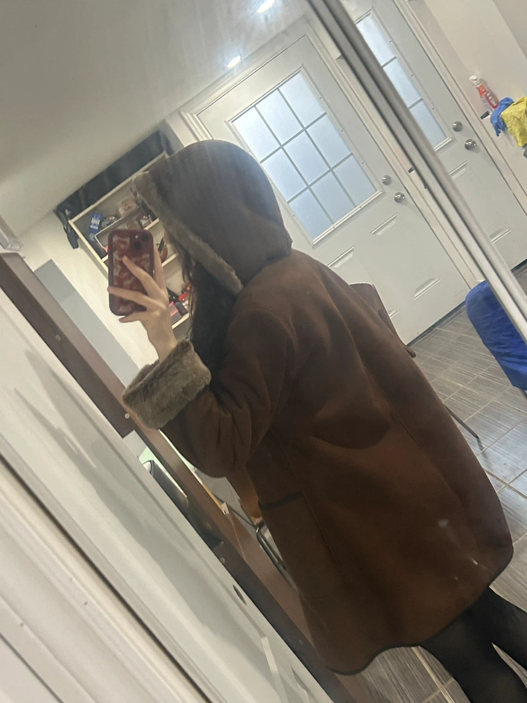 Fennelli Studio Brown Faux Shearling Coat Size 14 - photo 2