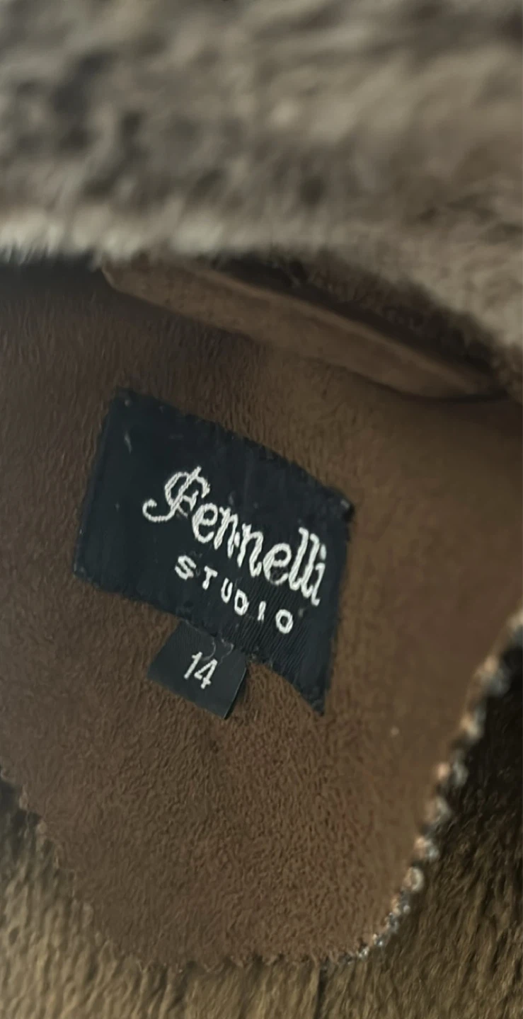 Fennelli Studio Brown Faux Shearling Coat Size 14 - photo 4
