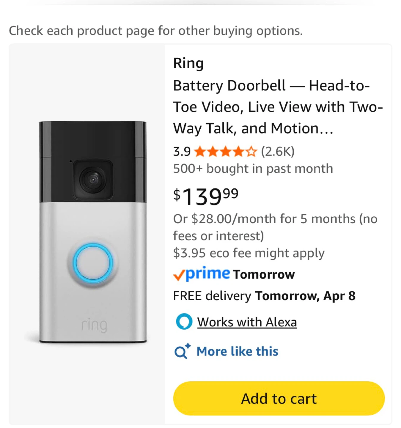 Ring Battery Doorbell with Screwdriver Tool - photo 3