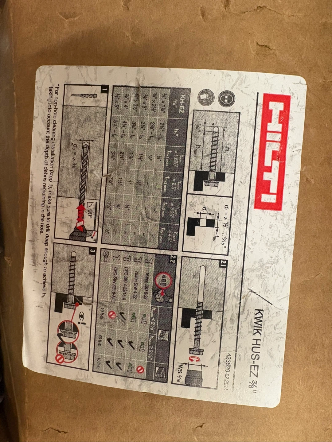50x Hilti KWIK HUS-EZ 3/8"x3" Anchor Bolts - photo 2