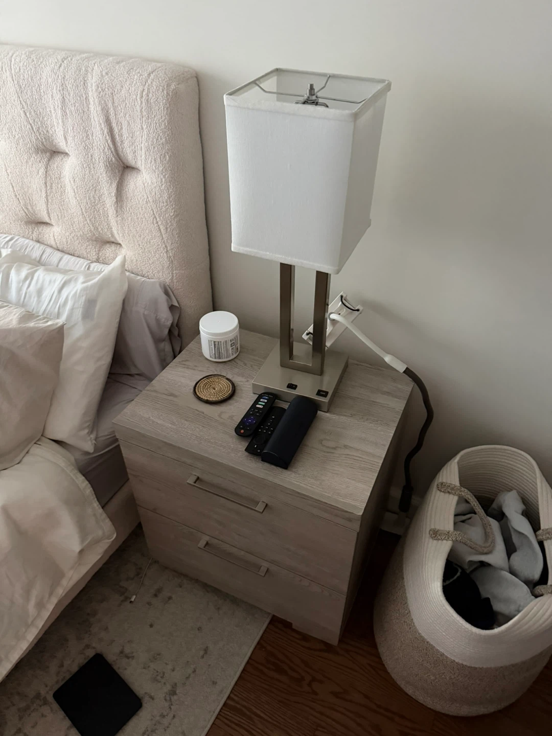 2 Light Wood Finish Nightstand with Two Drawers - photo 2