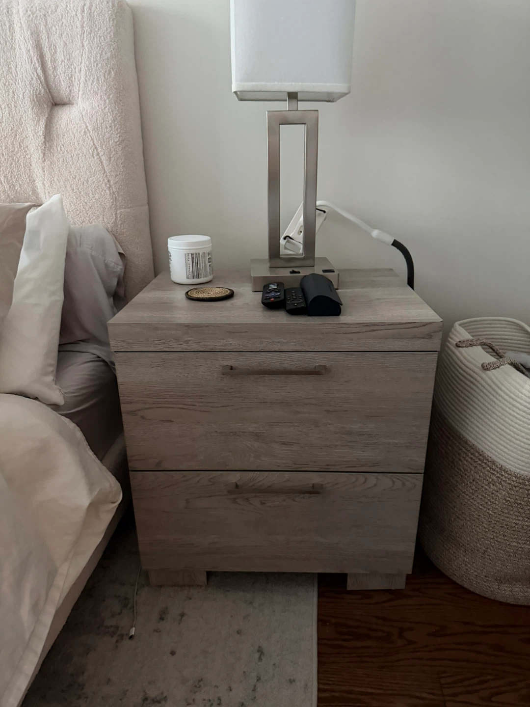 2 Light Wood Finish Nightstand with Two Drawers