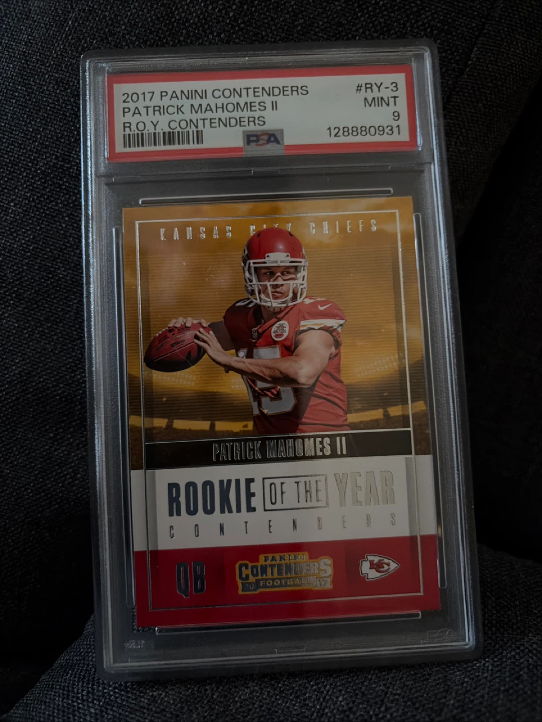 2017 Panini Contenders Patrick Mahomes II Rookie Card (PSA 9)