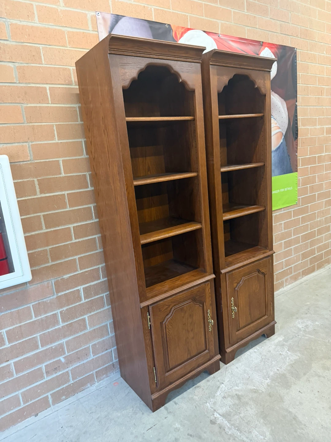 Set of 2 Tall Wooden Bookcases with Cabinets - photo 3