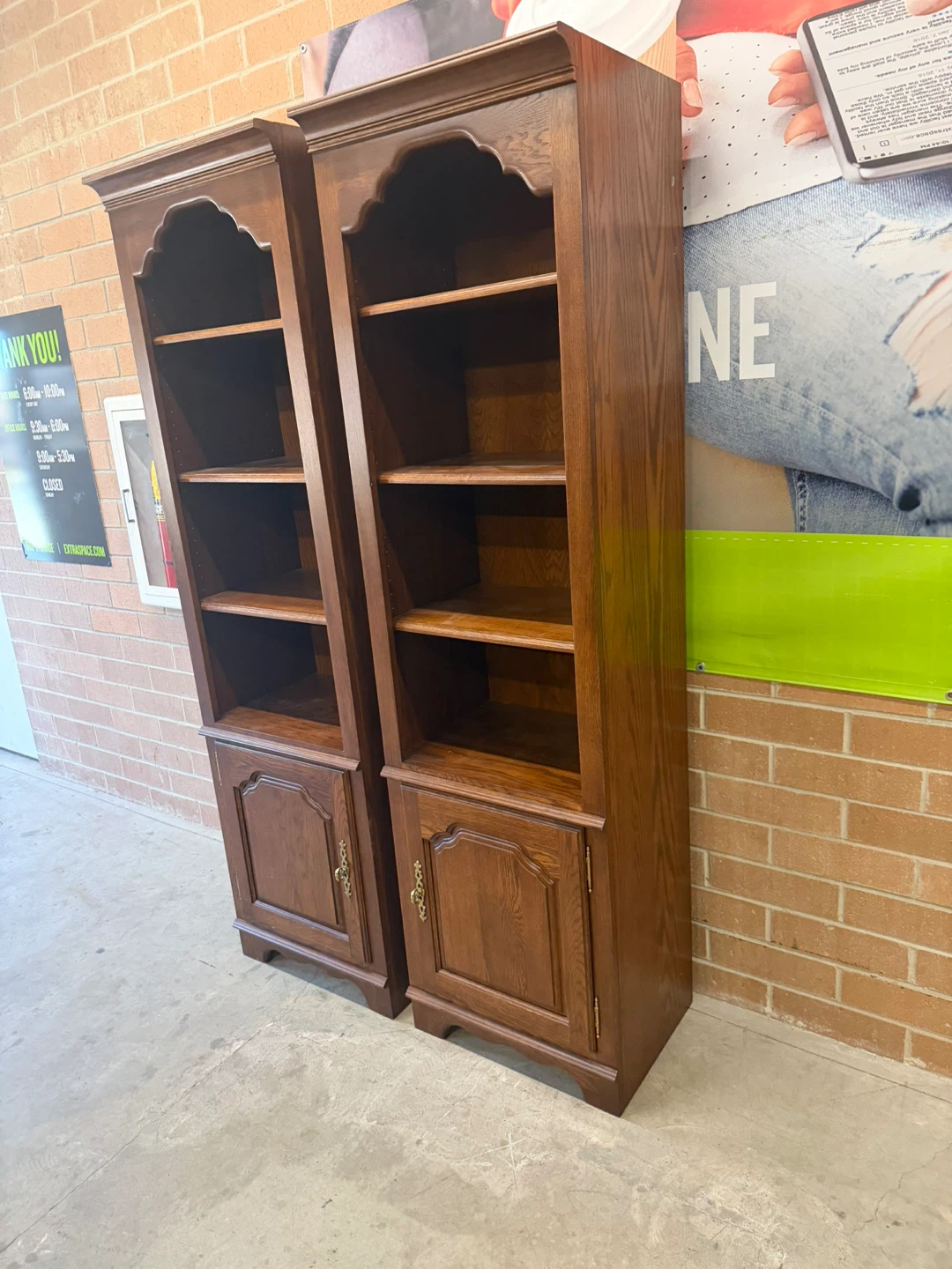 Set of 2 Tall Wooden Bookcases with Cabinets - photo 5
