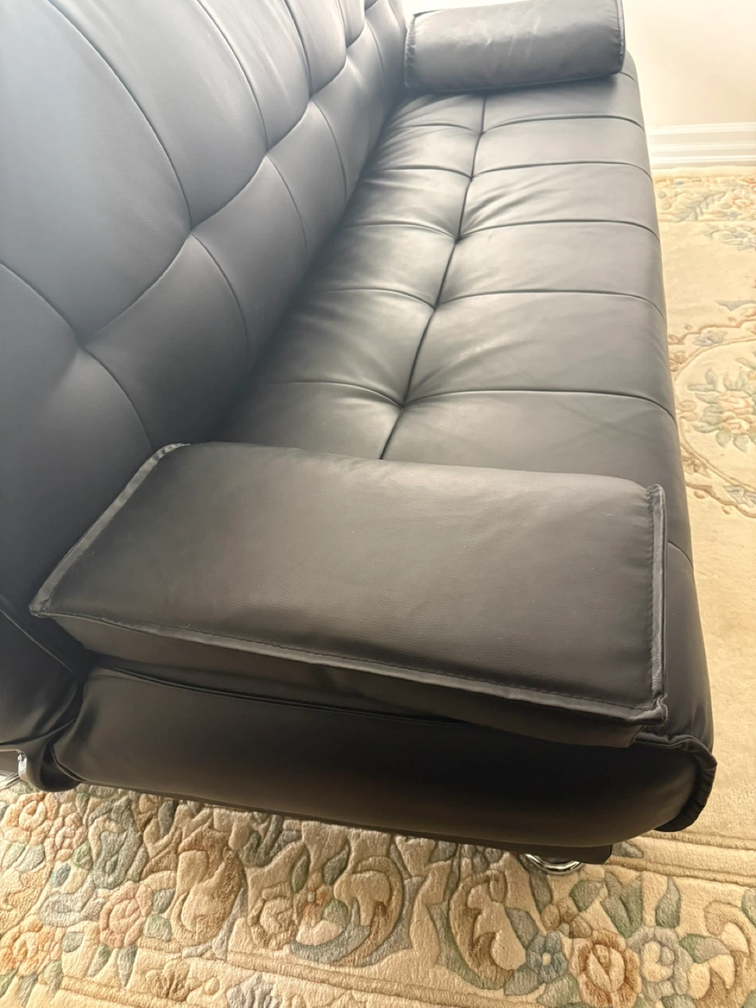 Black Faux Leather Sofa Bed