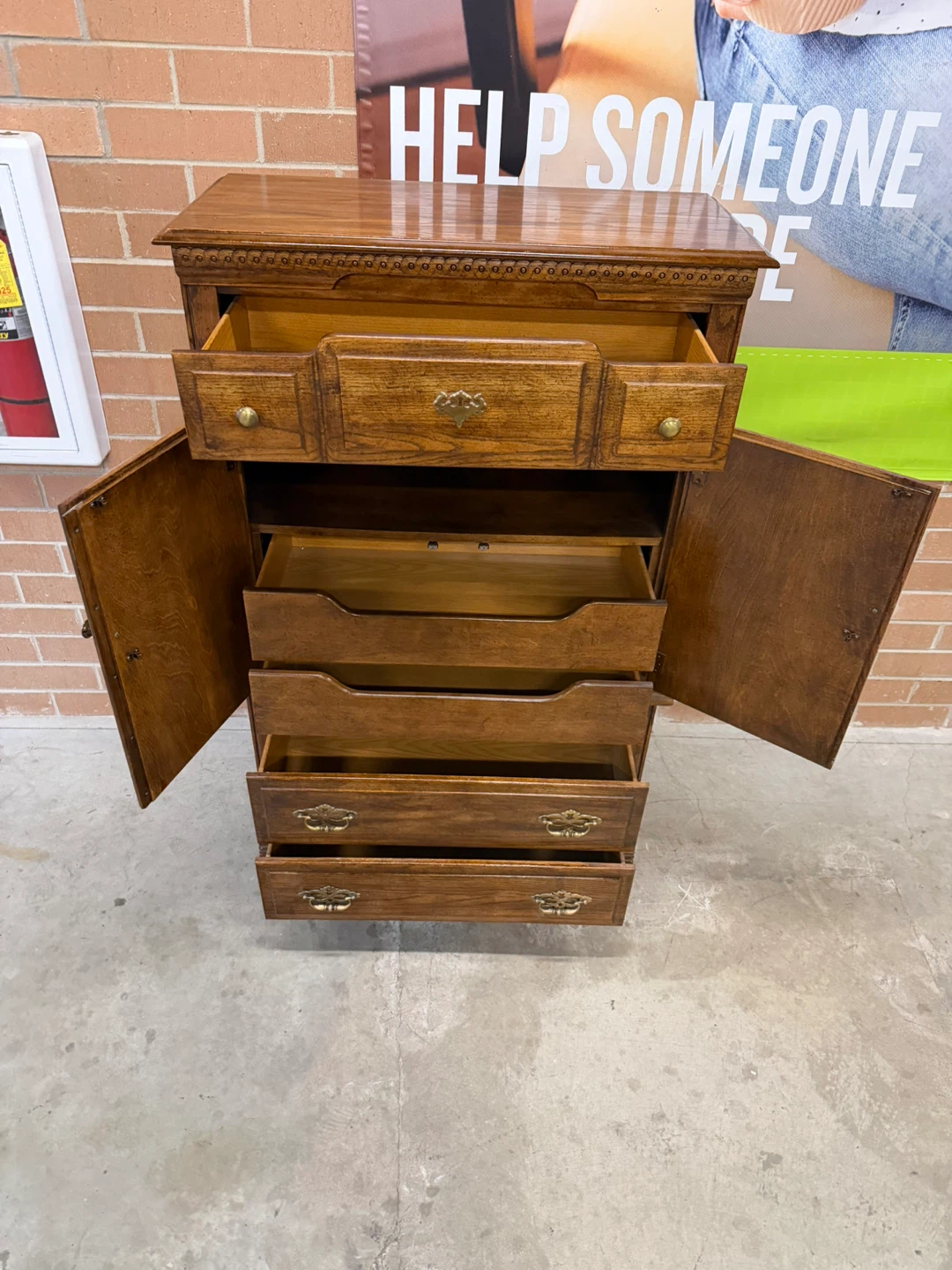 Vintage Solid Oak Armoire Dresser - photo 4