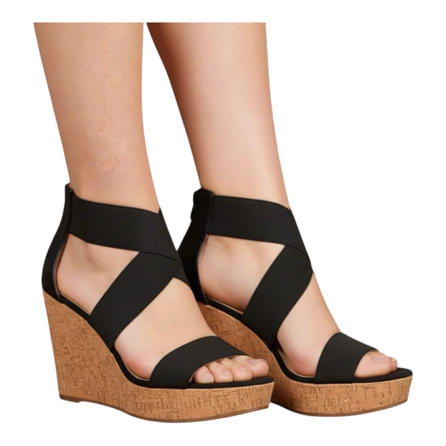 Black Wedge Summer Sandals - 9.5