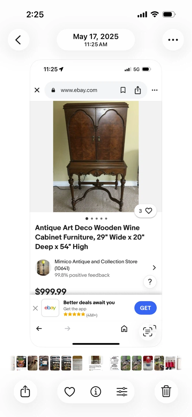 Antique Art Deco Wooden Wine Cabinet Furniture - photo 3