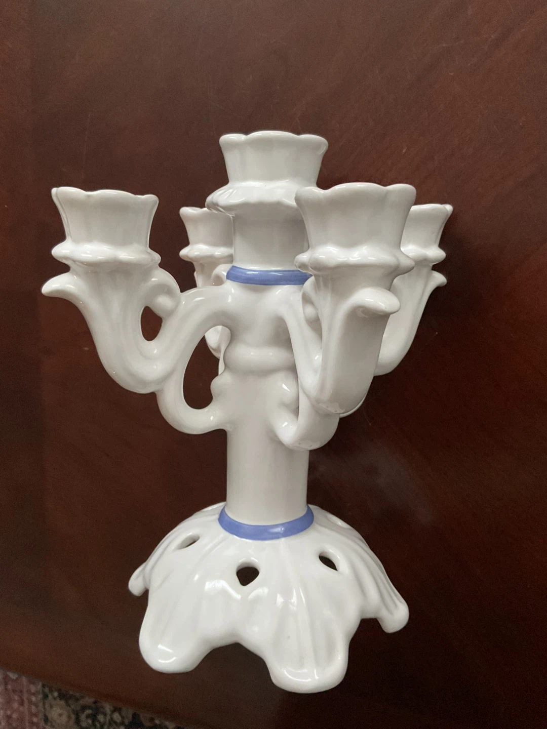White Ceramic 5-Arm Candelabra