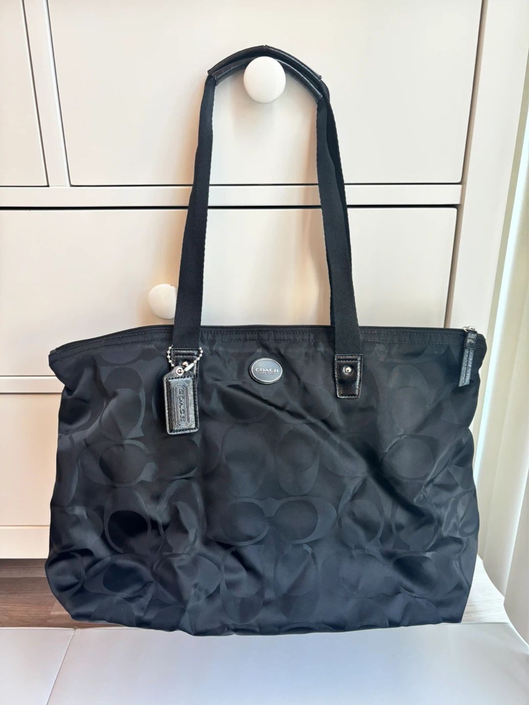 Coach Black Signature Tote Bag with Detachable Pouch