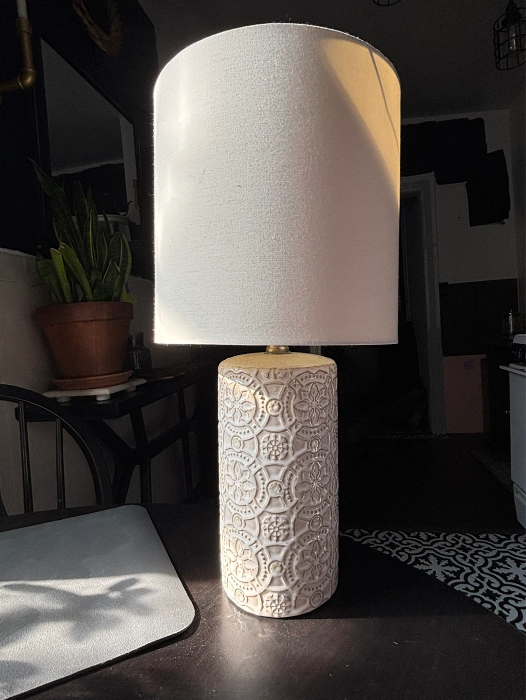 Decorative Ceramic Table Lamp with Textured Lampshade