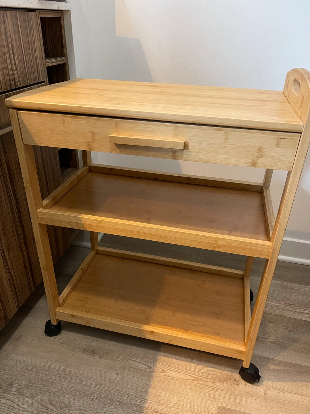 Bamboo Kitchen Cart with Drawer and Wheels
