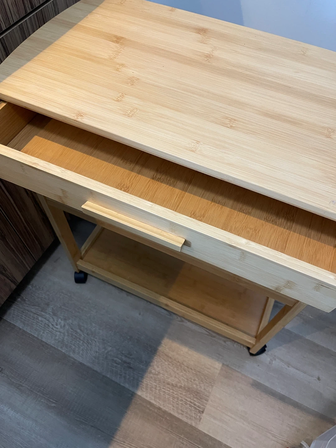 Bamboo Kitchen Cart with Drawer and Wheels - photo 3
