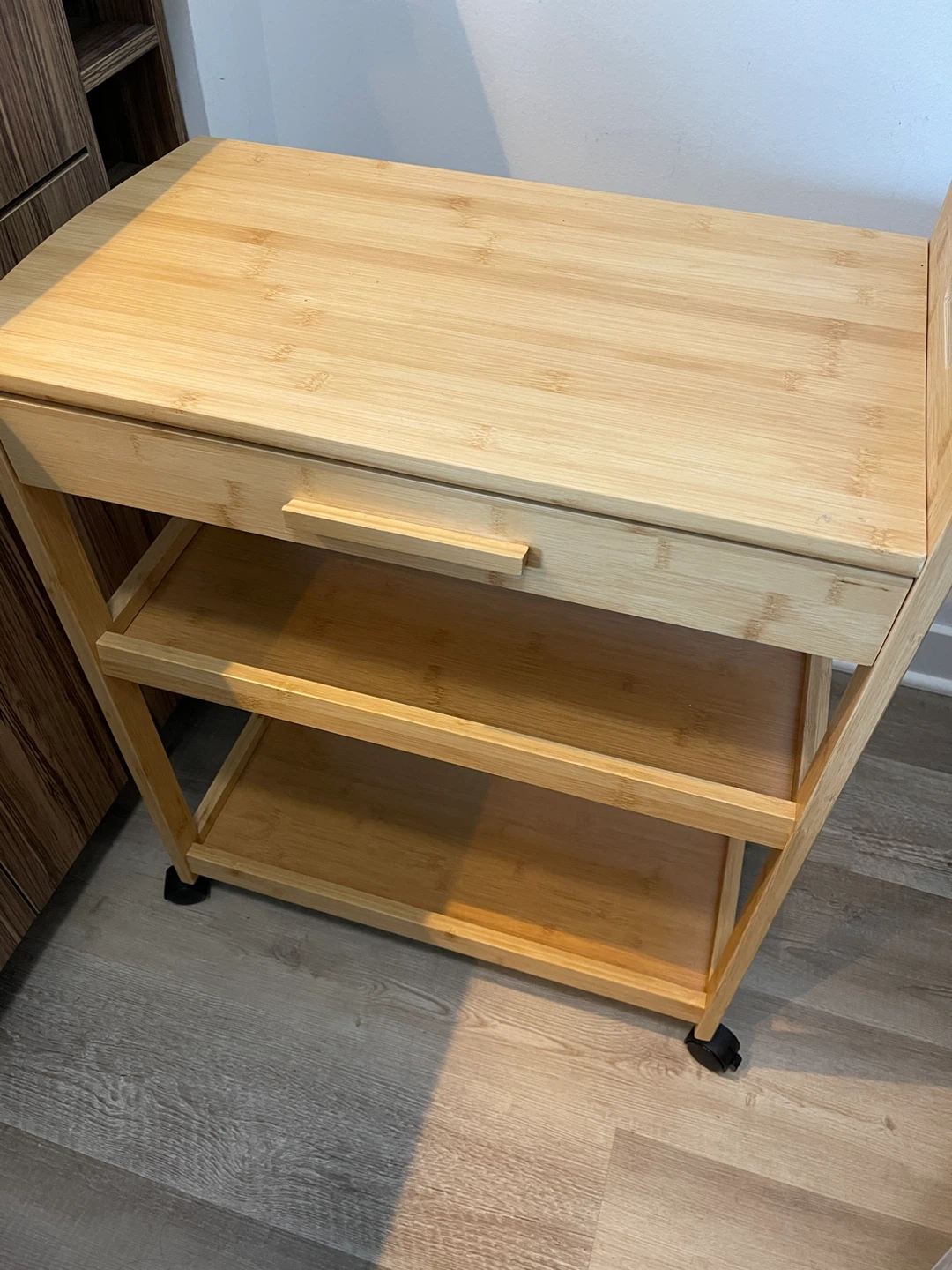 Bamboo Kitchen Cart with Drawer and Wheels - photo 2