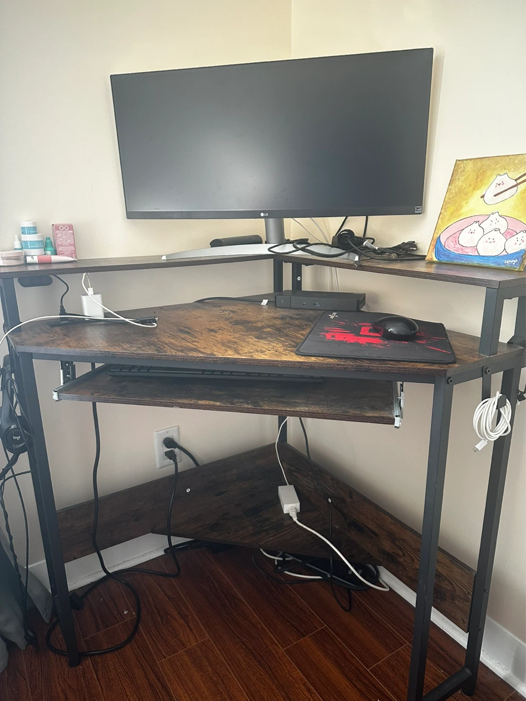 Rolanstar Corner Laptop Desk with Storage