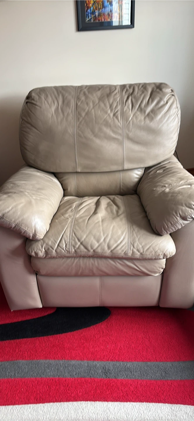 Taupe Leather Recliner Chair