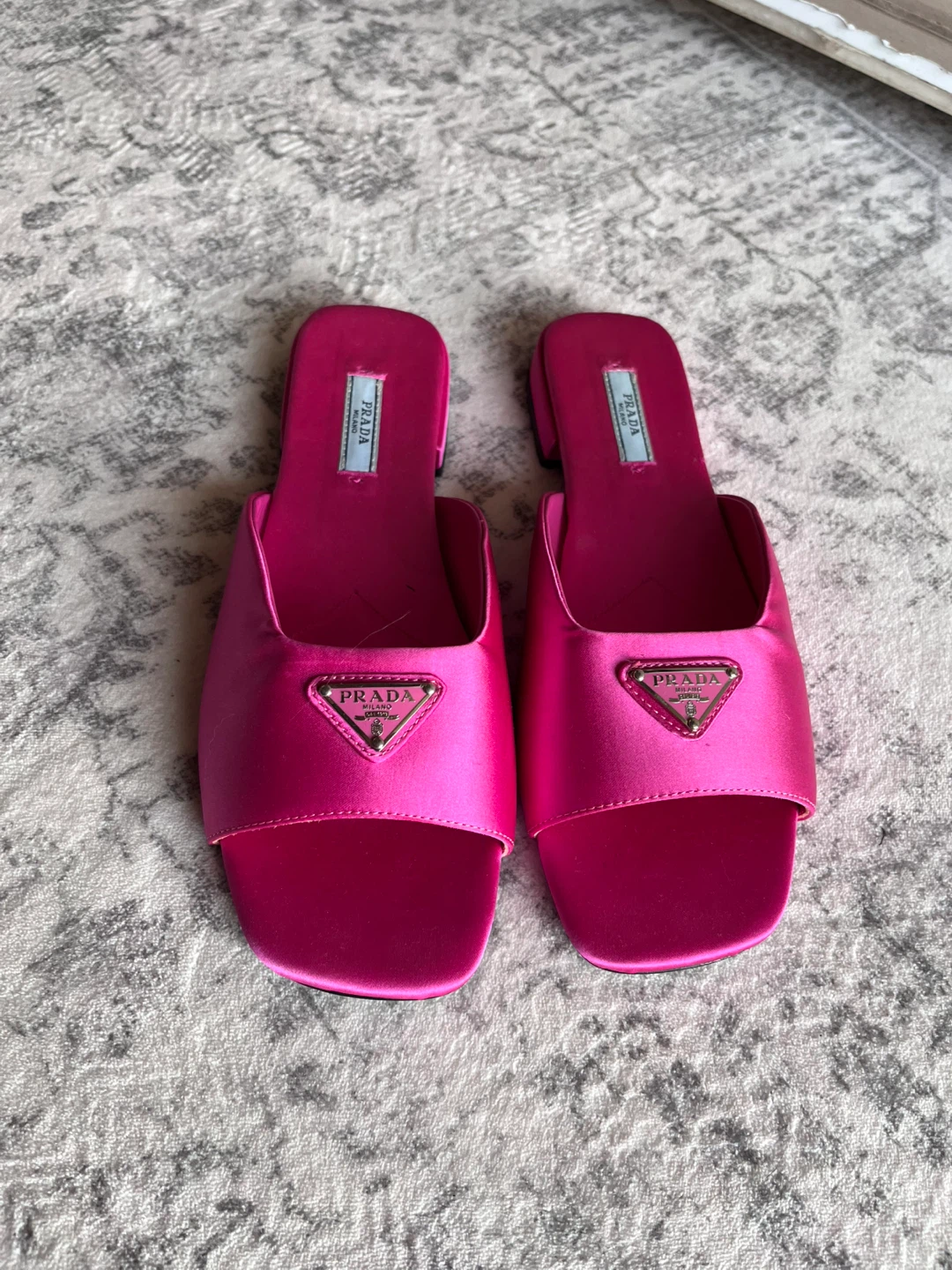 Prada Pink Satin Slides