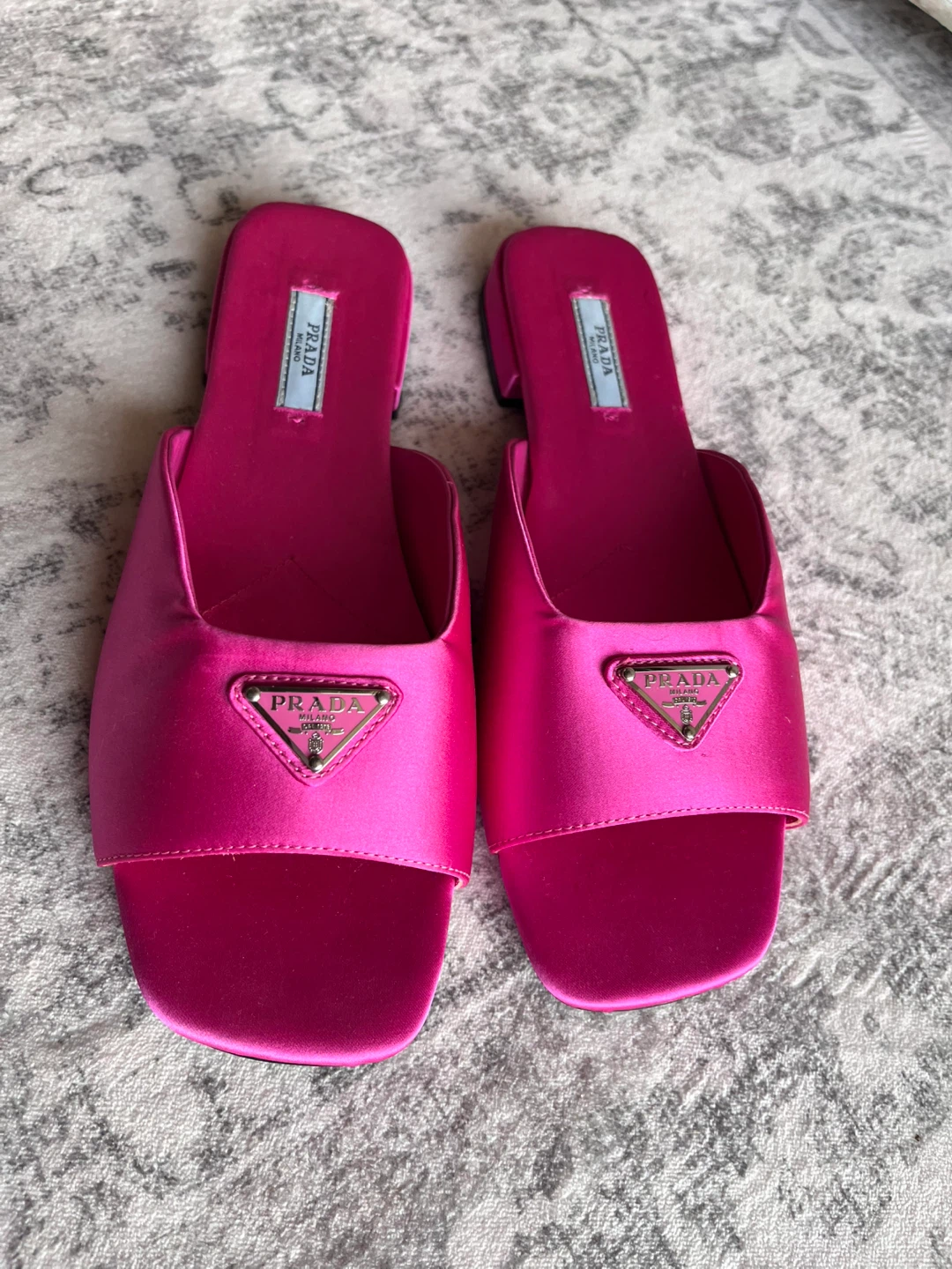 Prada Pink Satin Slides - photo 2