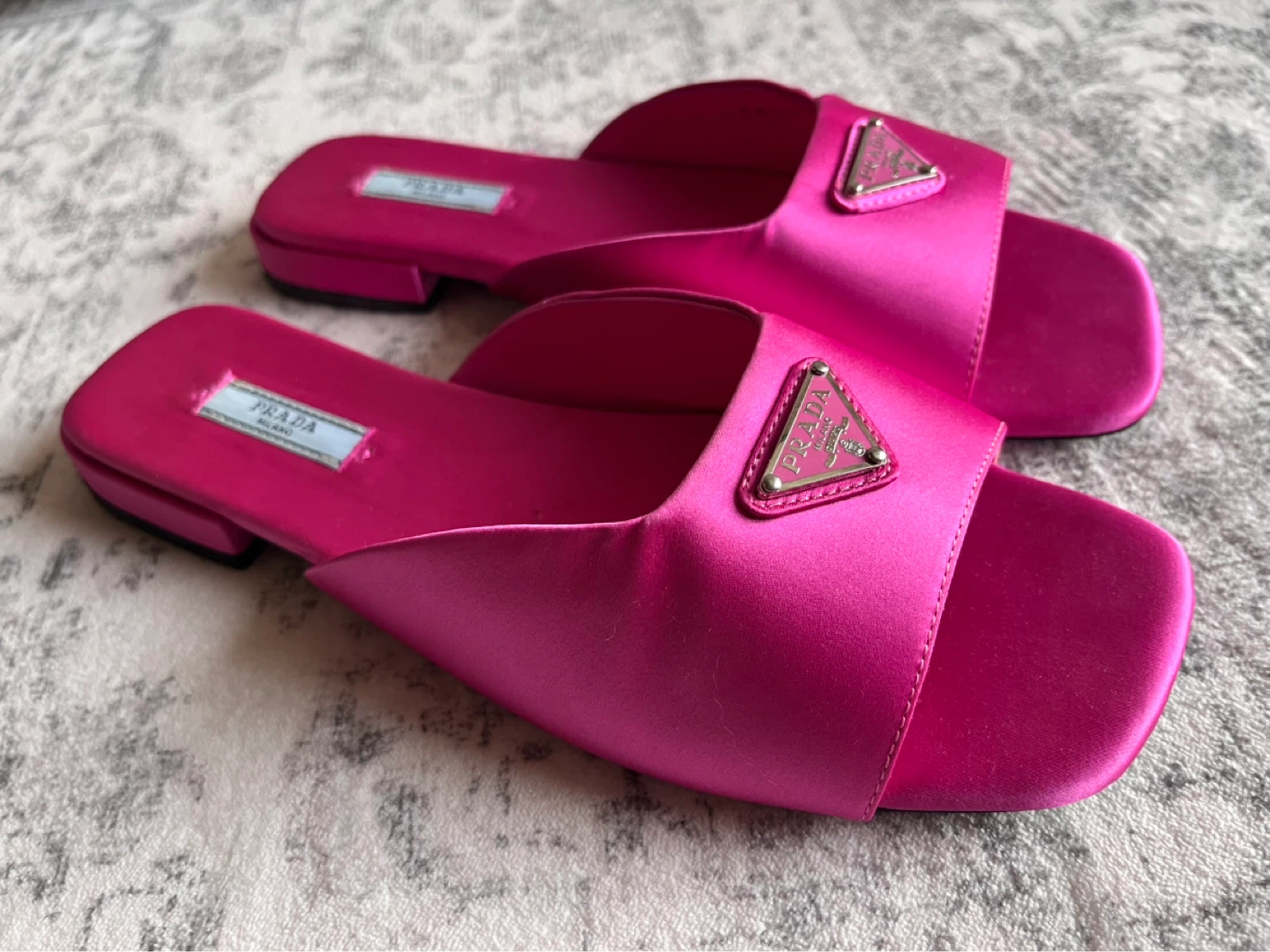 Prada Pink Satin Slides - photo 3