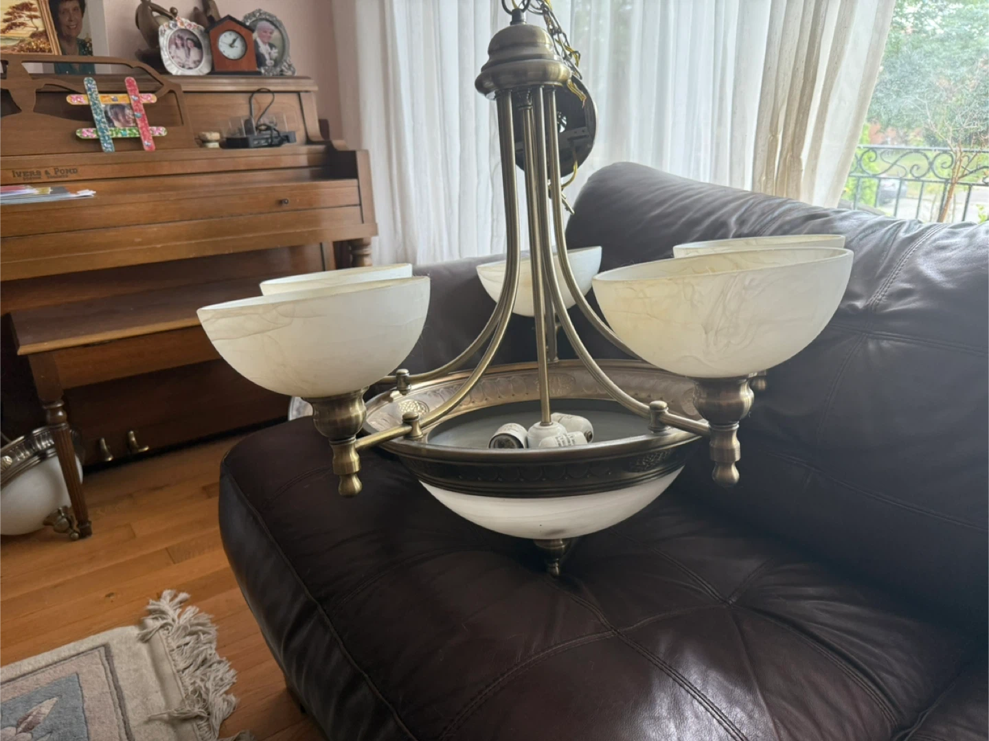 Chandelier with 5 Frosted Glass Shades