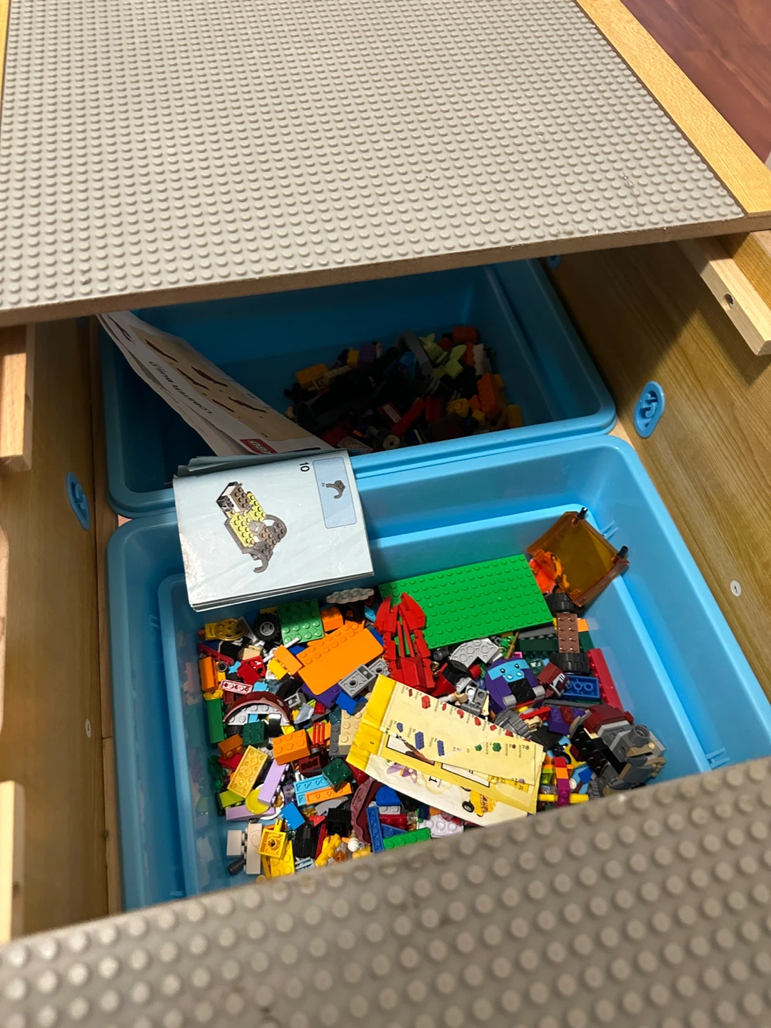 KidKraft Wooden Activity Table with LEGO pieces inside - photo 4