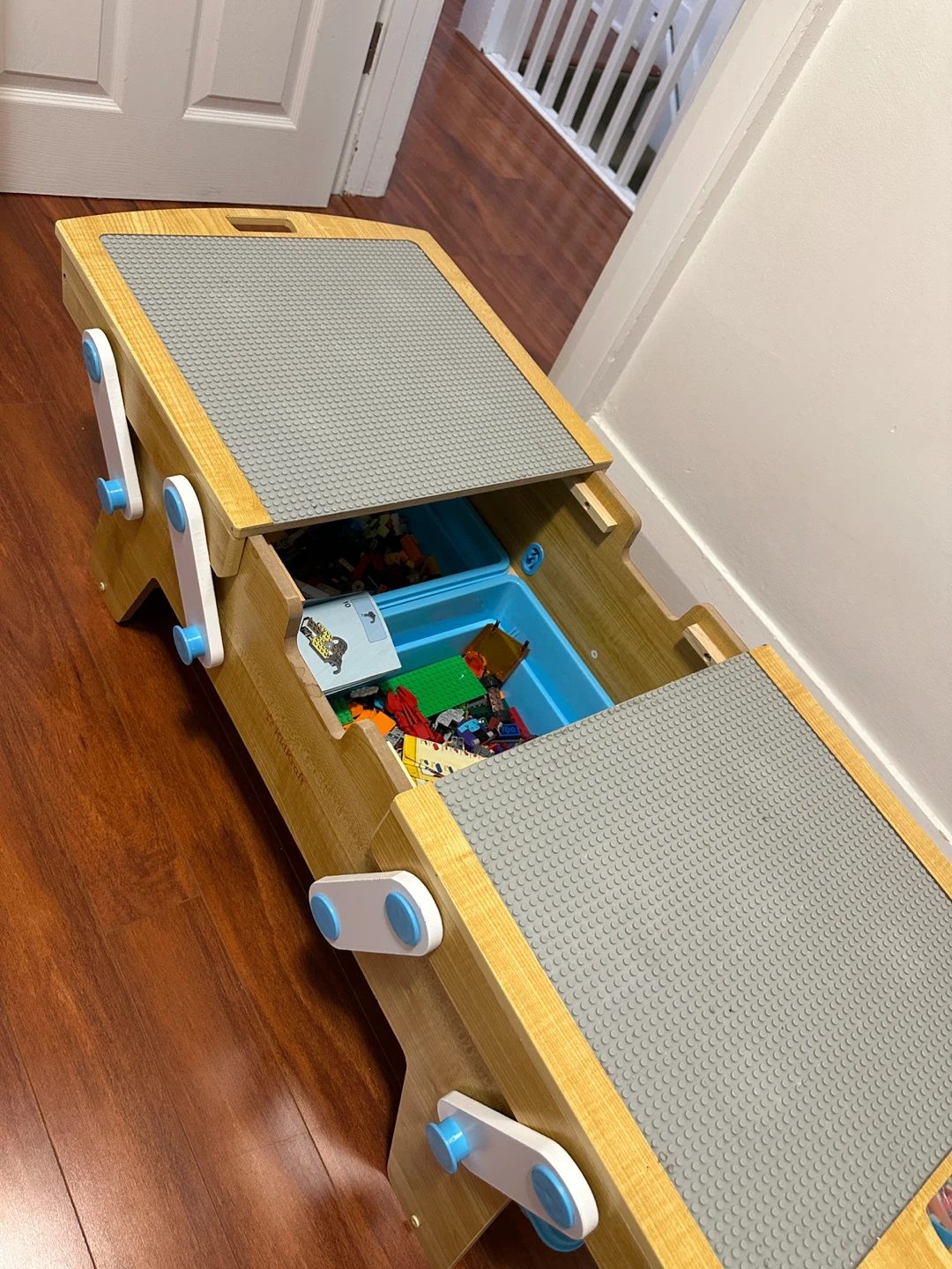 KidKraft Wooden Activity Table with LEGO pieces inside - photo 3