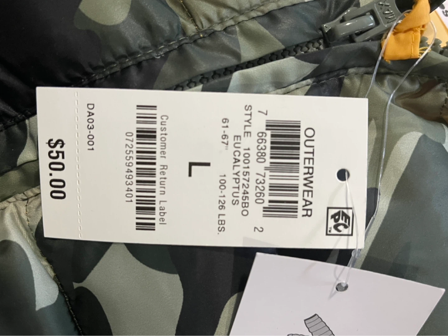 Epic Threads Camouflage Puffer Jacket - Size L - photo 3