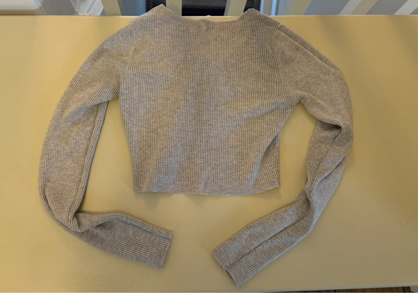 Grey Ribbed Cropped Cardigan - photo 2