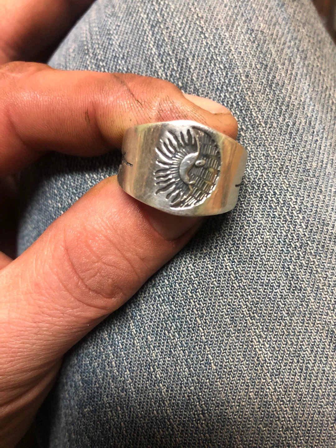 Silver Sun and Moon Ring