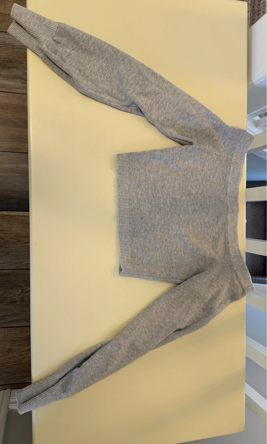 Grey Long Sleeve Cropped Sweater - photo 2