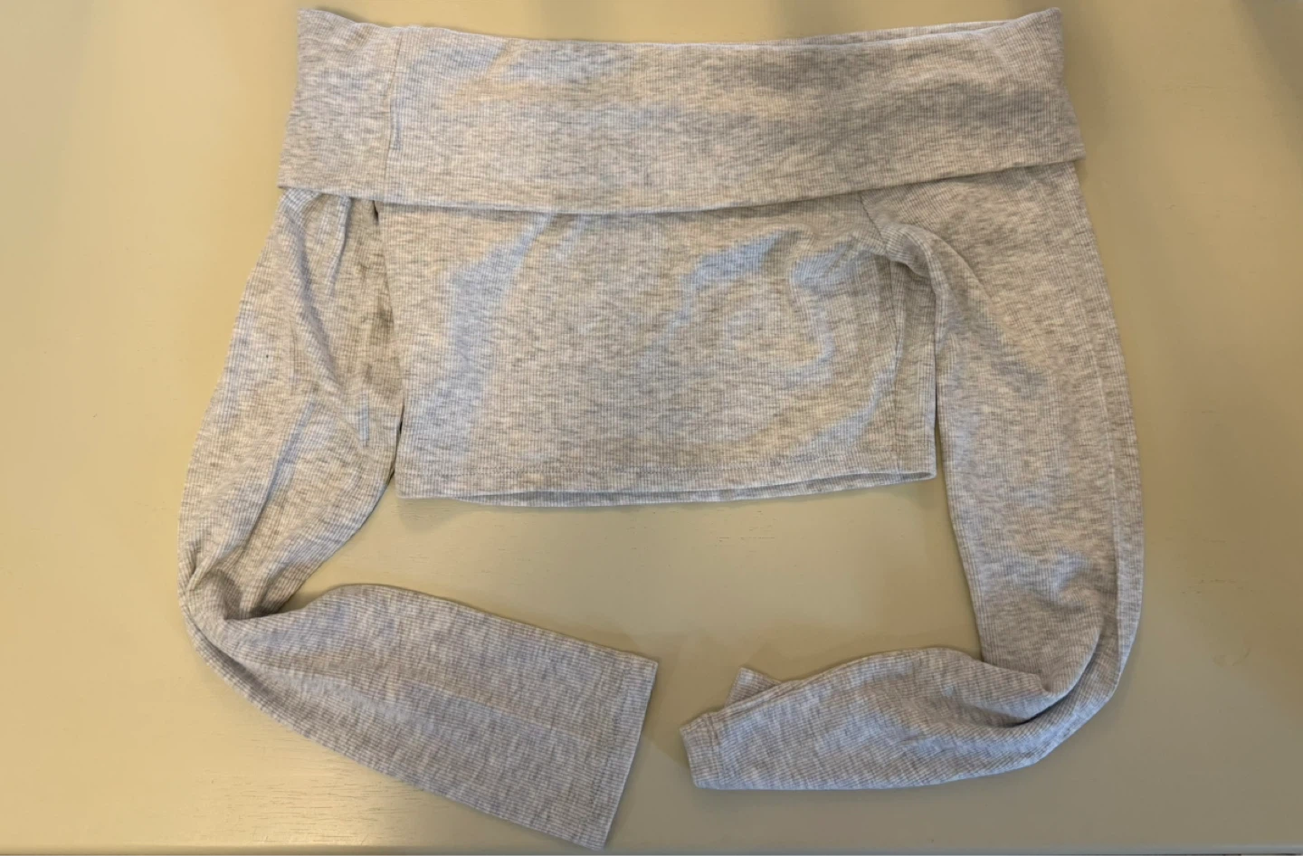 Grey Off-the-Shoulder Cropped Sweater - photo 2