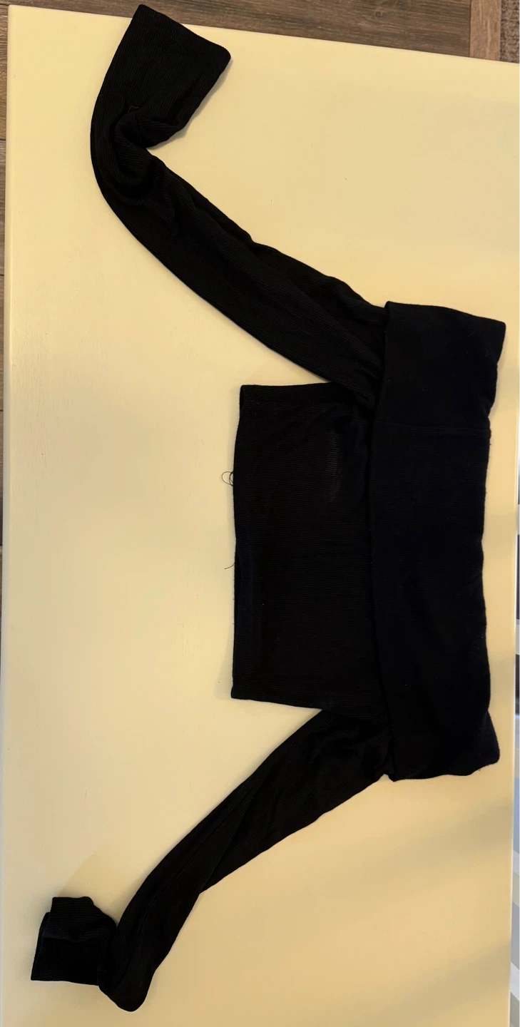 Black Ribbed Long Sleeve Top