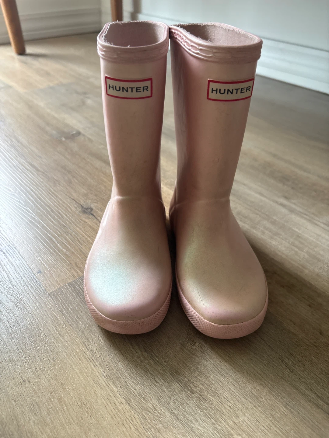 Hunter Kids pearl Pink Rubber Rain Boots Size 10