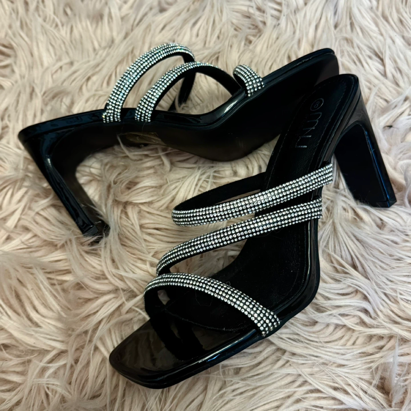 MNG MussGhoe Women's Black Rhinestone Heels Size 8 - photo 2