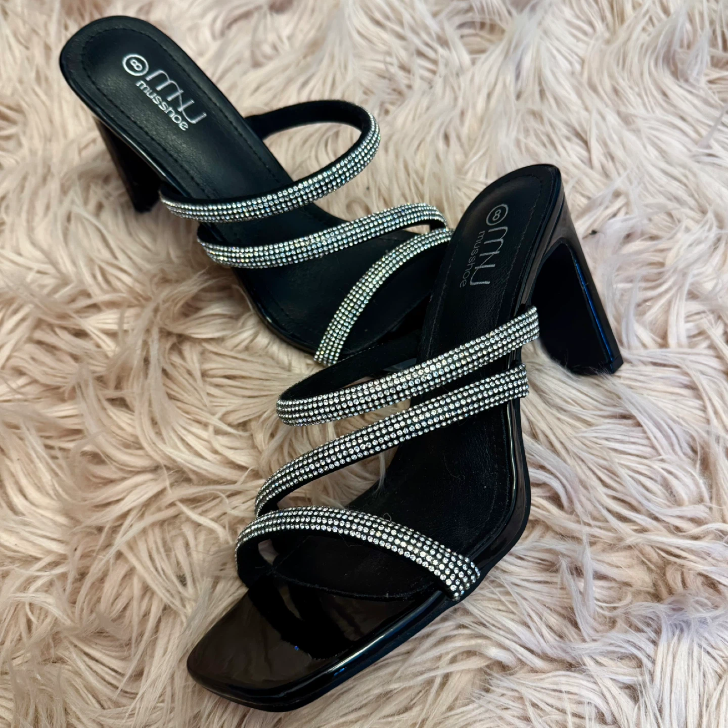 MNG MussGhoe Women's Black Rhinestone Heels Size 8