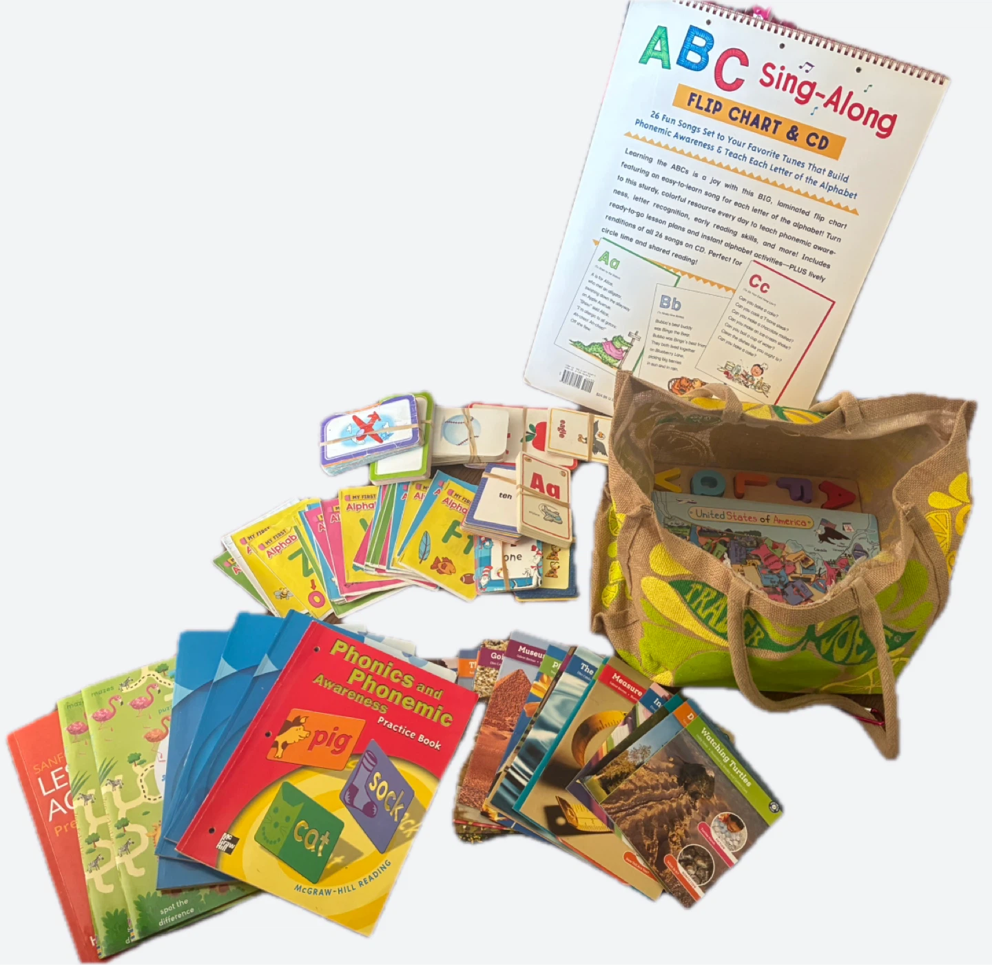 ABC Song Chart, Phonics, Learning, & reading books, flash cards