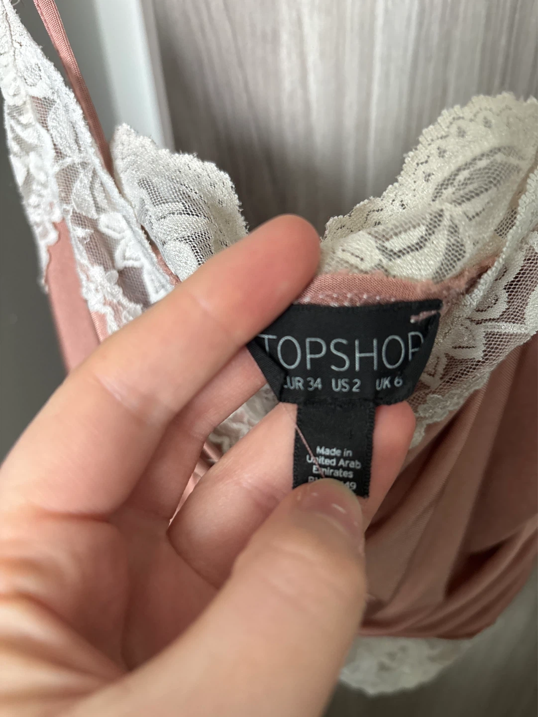TOPSHOP Pink Lace Trim Cami Top Size 2 - photo 2