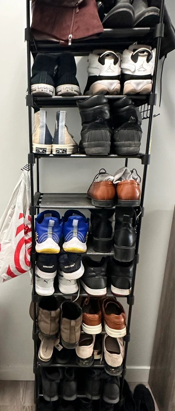 Black 10-Tier Shoe Rack Organizer